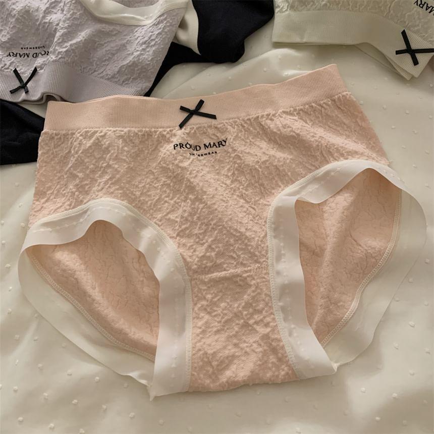 Lettering Bow Bikini Panties Product Image