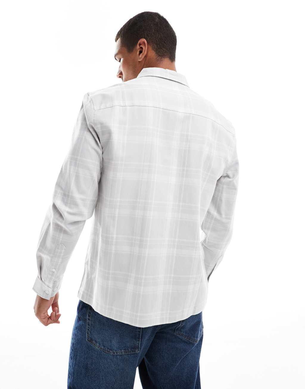 ASOS DESIGN slim check shirt in grey  Product Image