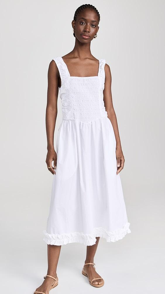 GANNI Cotton Poplin Midi Strap Smock Dress | Shopbop Product Image