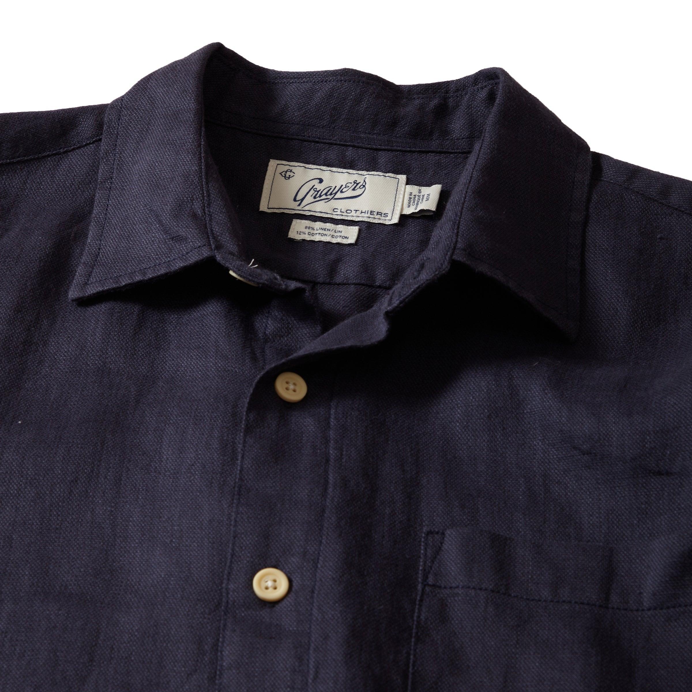 Amalfi Textured Linen Cotton Shirt - Blue Steel Product Image