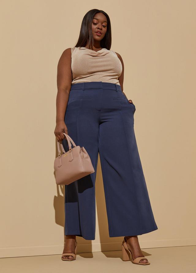 Plus Size Pintucked Wide Leg Pants Ashley Stewart Product Image