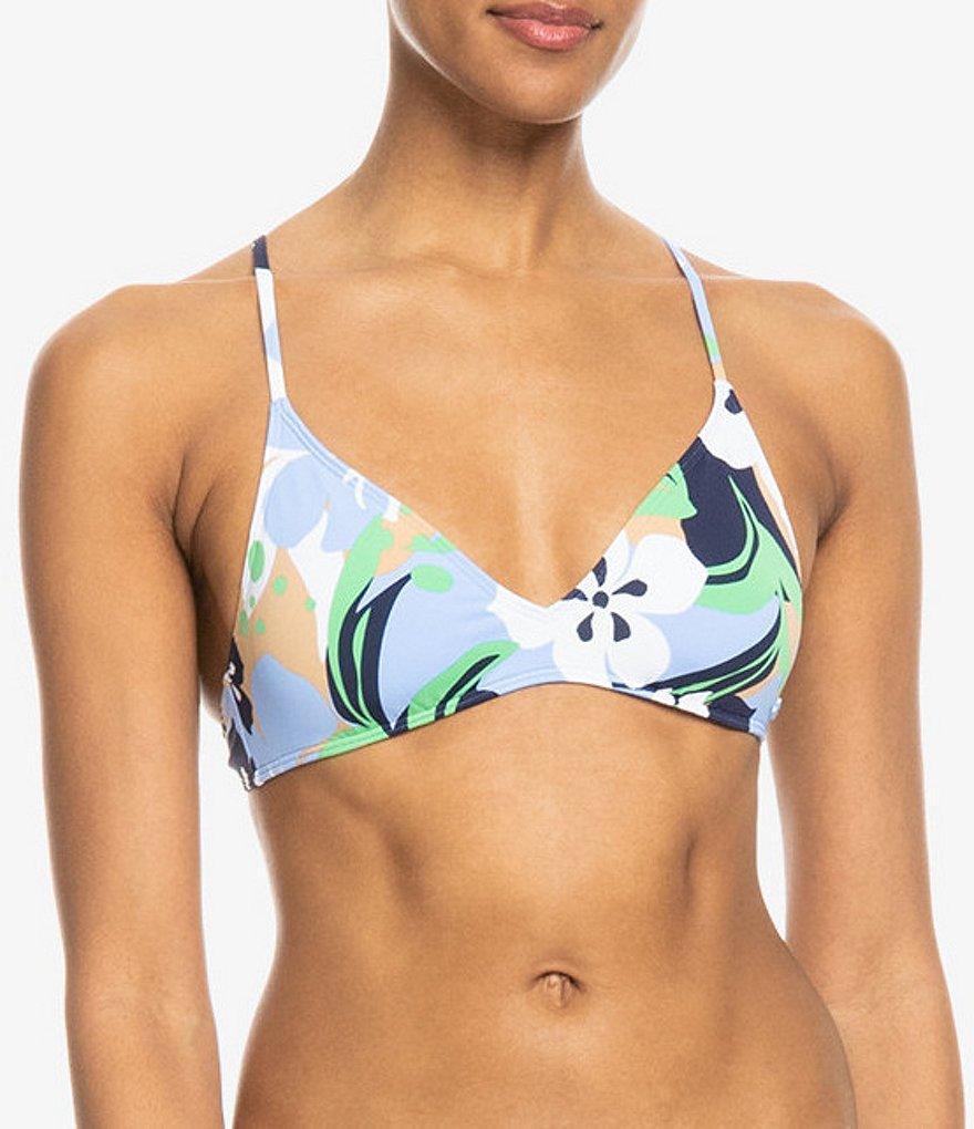 Roxy Beach Classics Ribbed Floral Print Strappy Triangle Swim Top Product Image