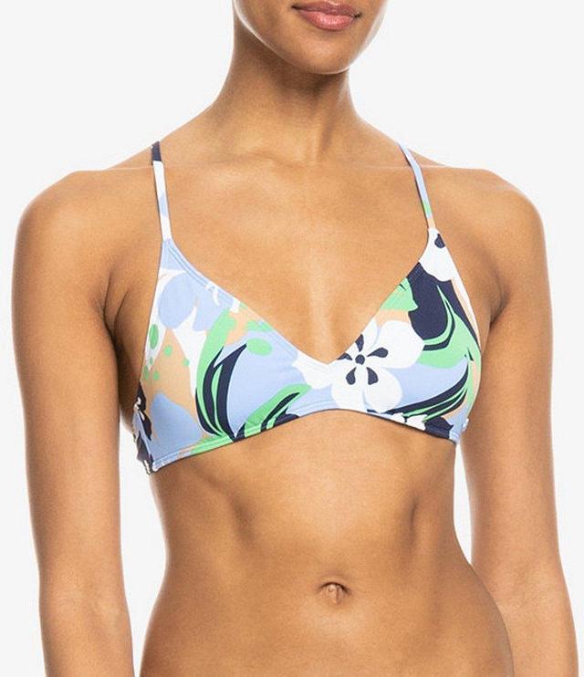 Roxy Beach Classics Ribbed Floral Print Strappy Triangle Swim Top Product Image