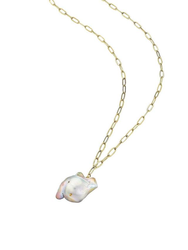 Womens Organic Gems Gold-Plate & Baroque Pearl Chain Necklace Product Image