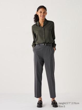 Womens Smart Ankle Pants 2-Way Stretch Checked Dark Gray XL UNIQLO US Product Image