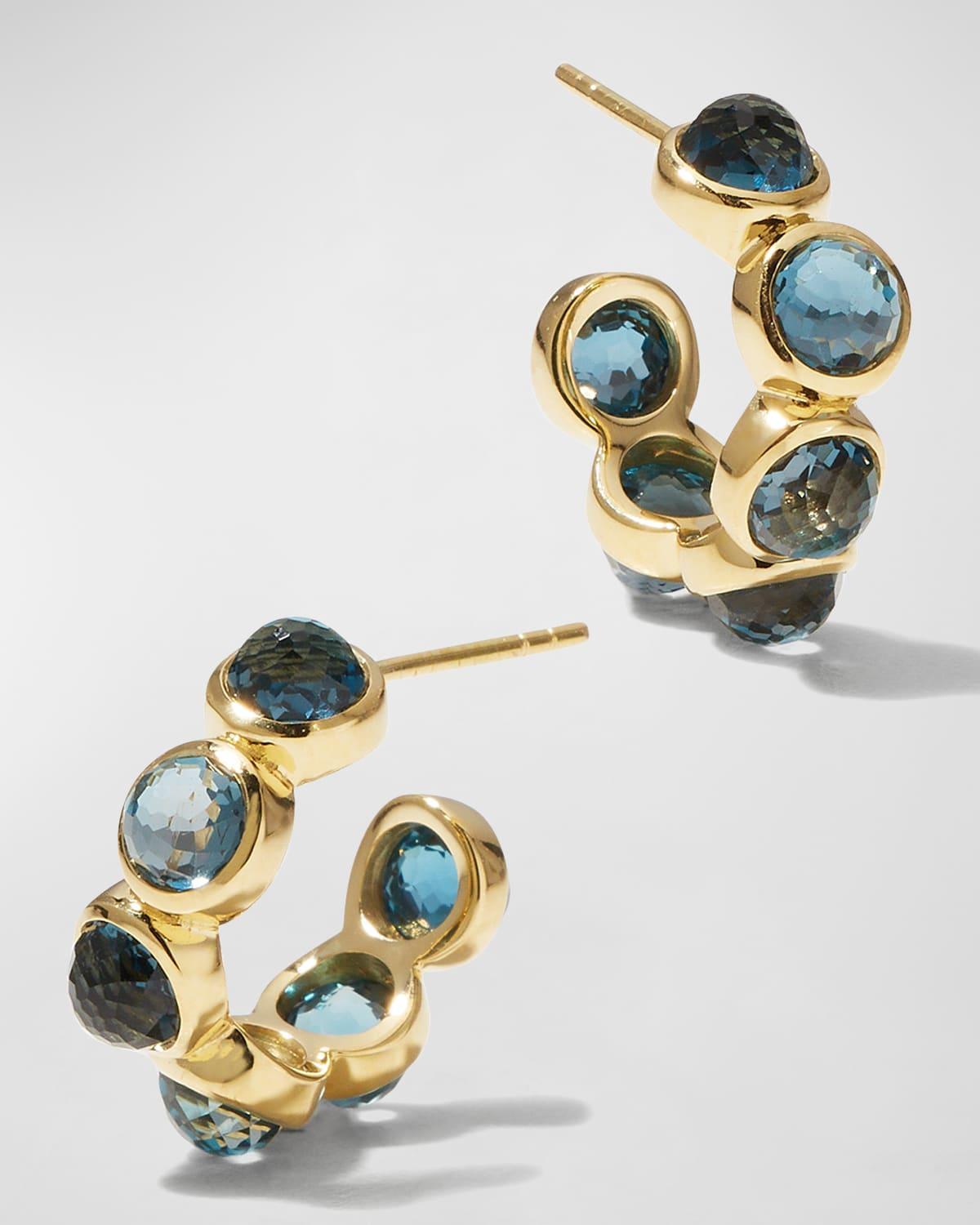 Womens Lollipop 18K Green Gold & London Blue Topaz Hoop Earrings Product Image