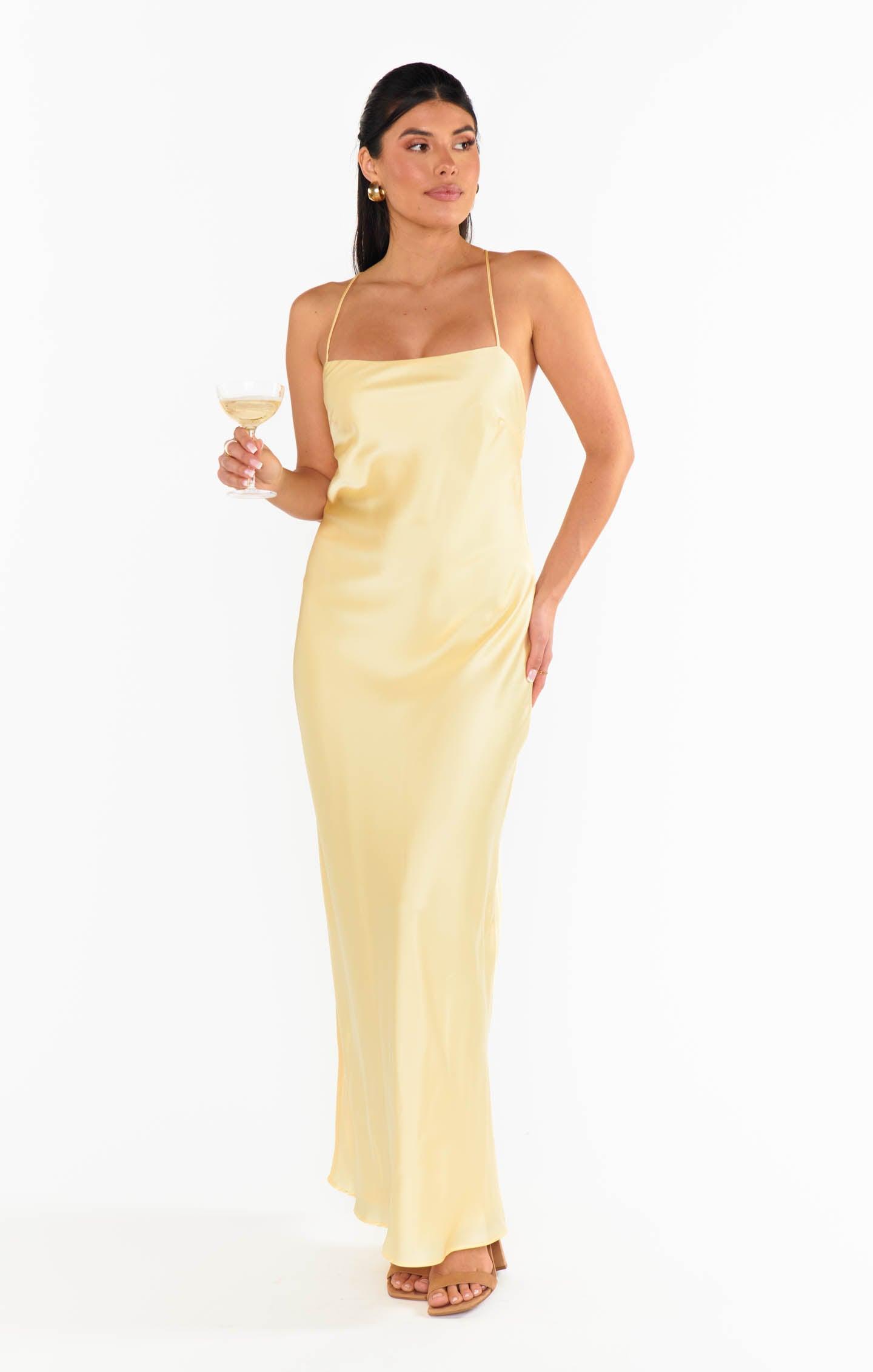 Dani Slip Dress ~ Pale Yellow Luxe Satin Product Image