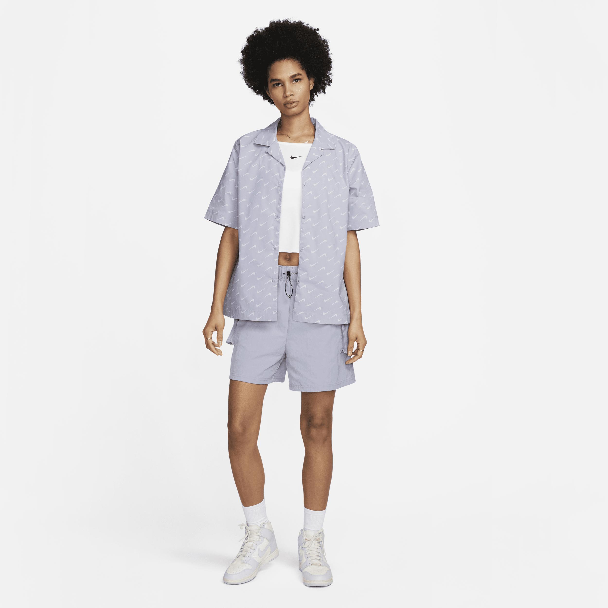 Nike Womens Nike NSW Everyday MOD Woven Short Sleeve Top - Womens Indigo Haze Product Image