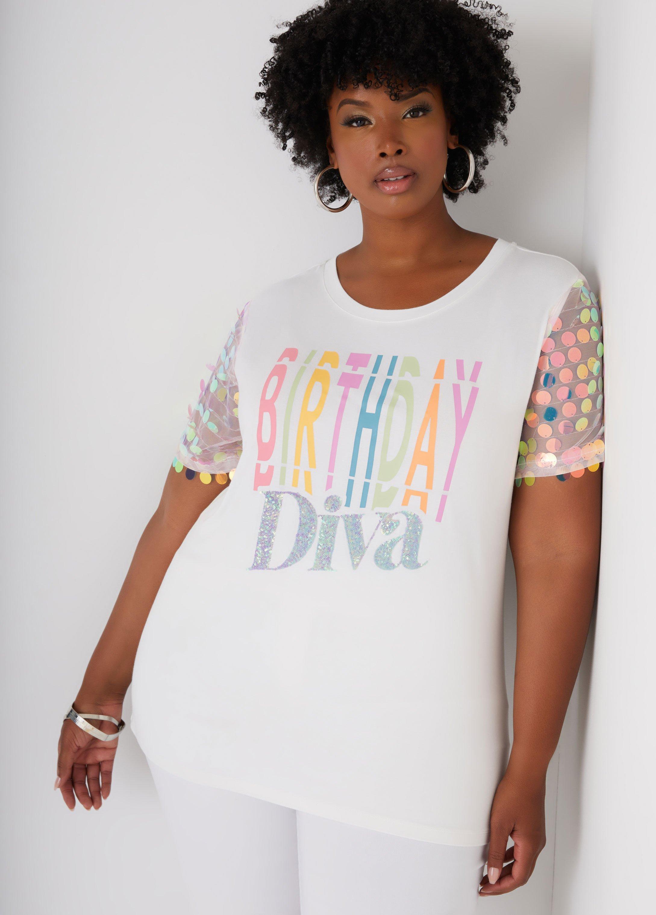 Plus Size Embellished Birthday Graphic Tee Ashley Stewart Product Image