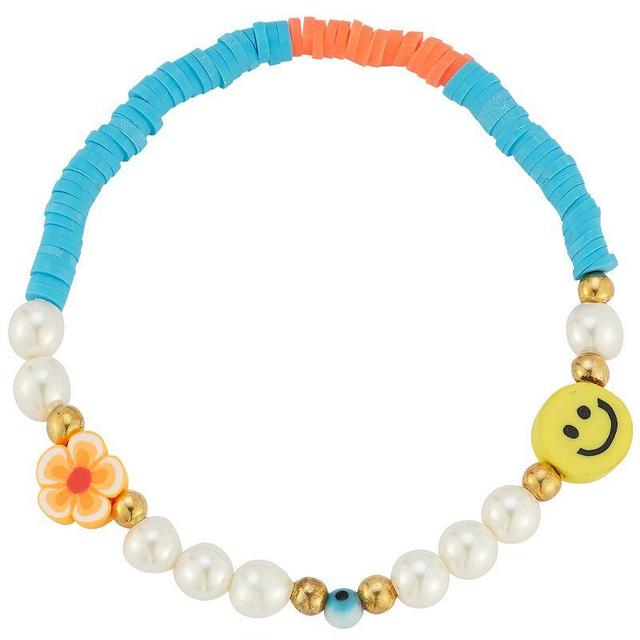 Sunkissed Sterling Smiley Face Freshwater Cultured Pearl Stretch Bracelet, Womens Multi Tone Product Image