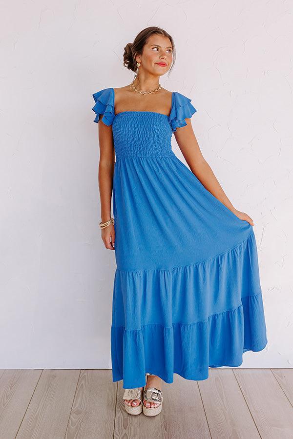 Seaside Chic Smocked Maxi In Ocean Blue Product Image