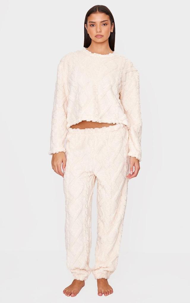 Cream Cable Fleece Long Pj Set Product Image