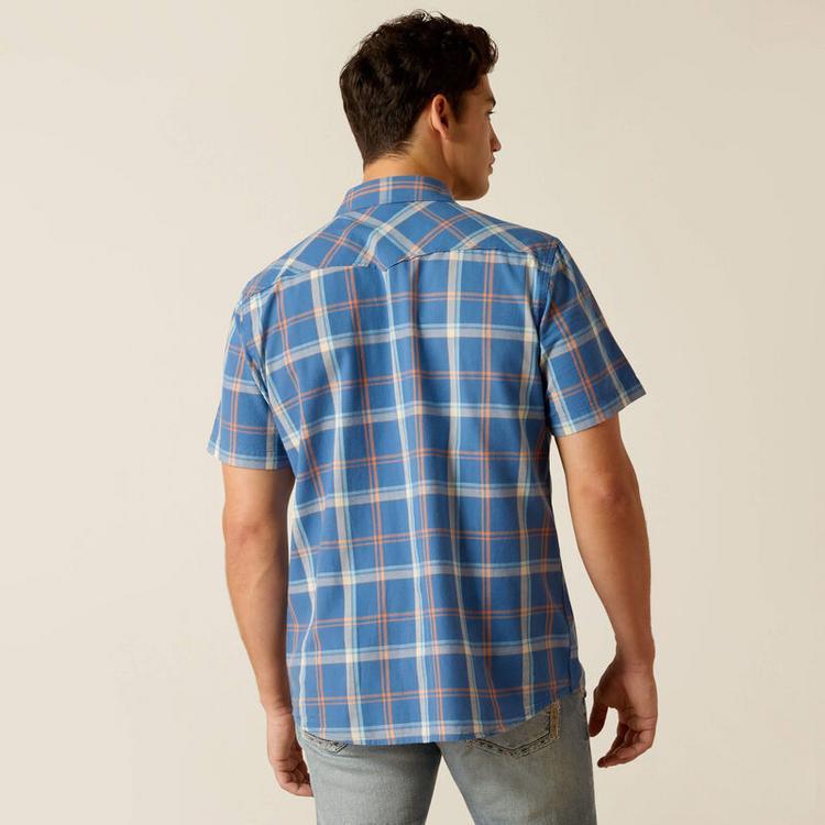 Ariat® Men's S/S Hogany Blue Ridge Plaid Retro Fit Snap Shirt Product Image