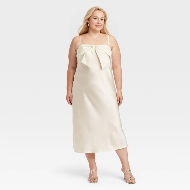 Womens Bow Midi Shift Dress - A New Day Cream 3X Product Image