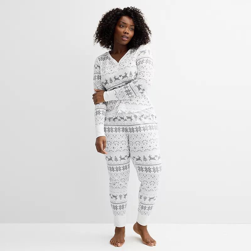 Plus Size Sonoma Goods For Life Thermal Pajama Top & Pajama Bottoms Set, Womens Product Image