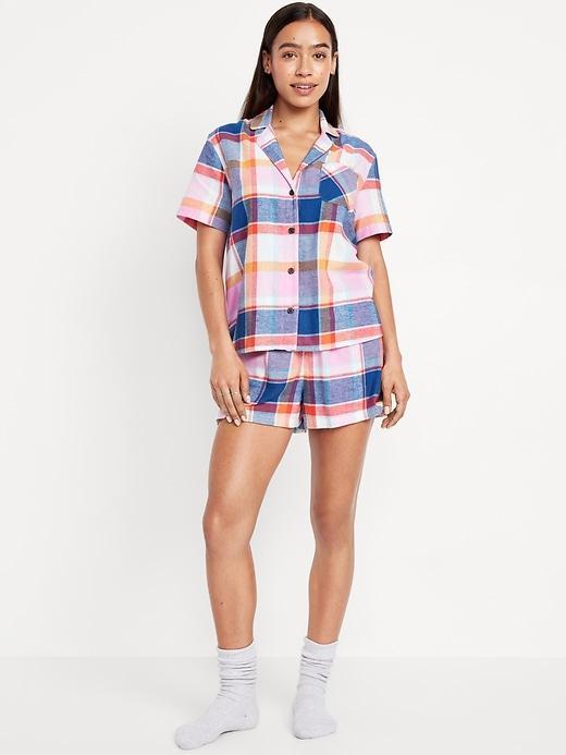 Flannel Pajama Short Set for Women Product Image