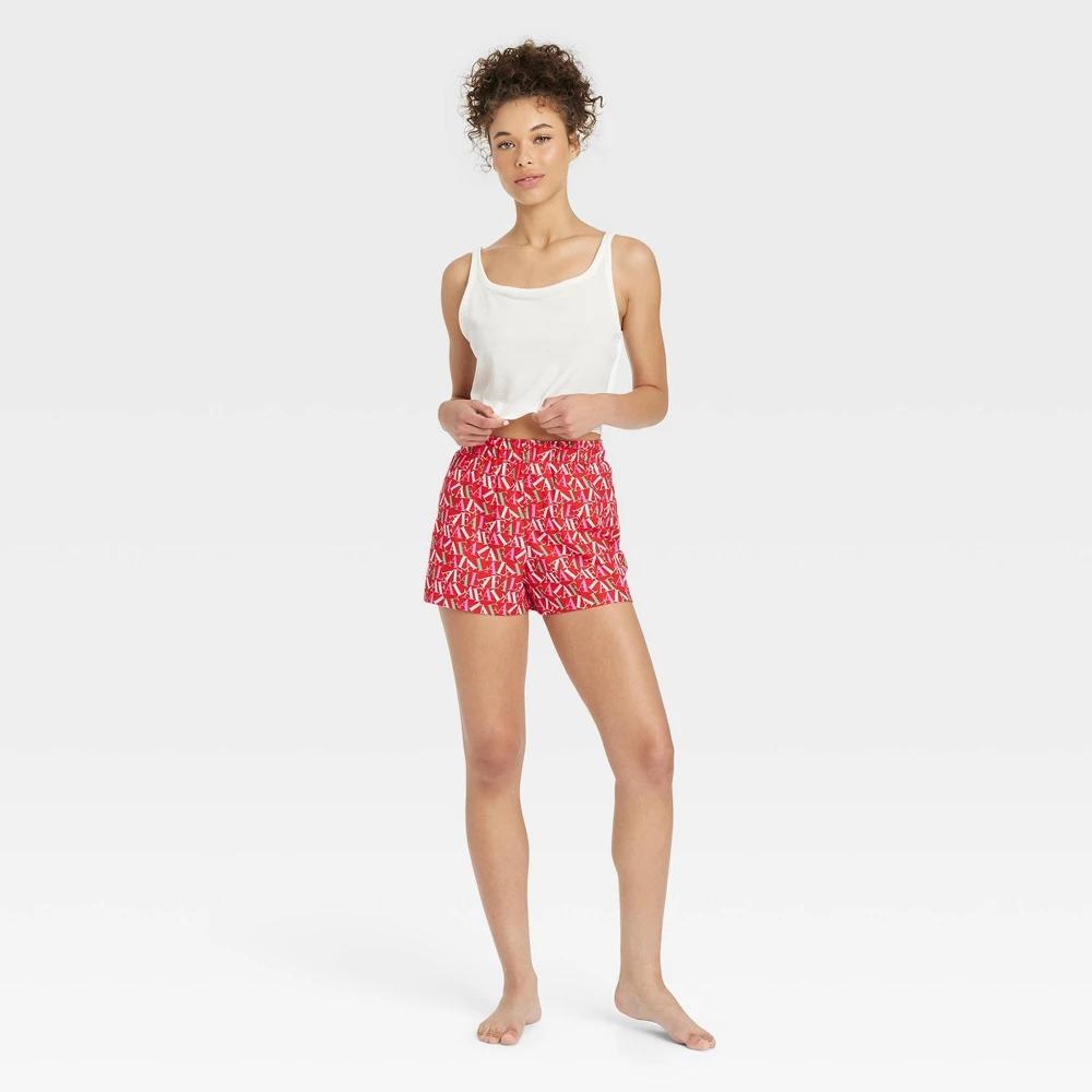 Womens Boxer Pajama Shorts - Colsie Red XXL Product Image