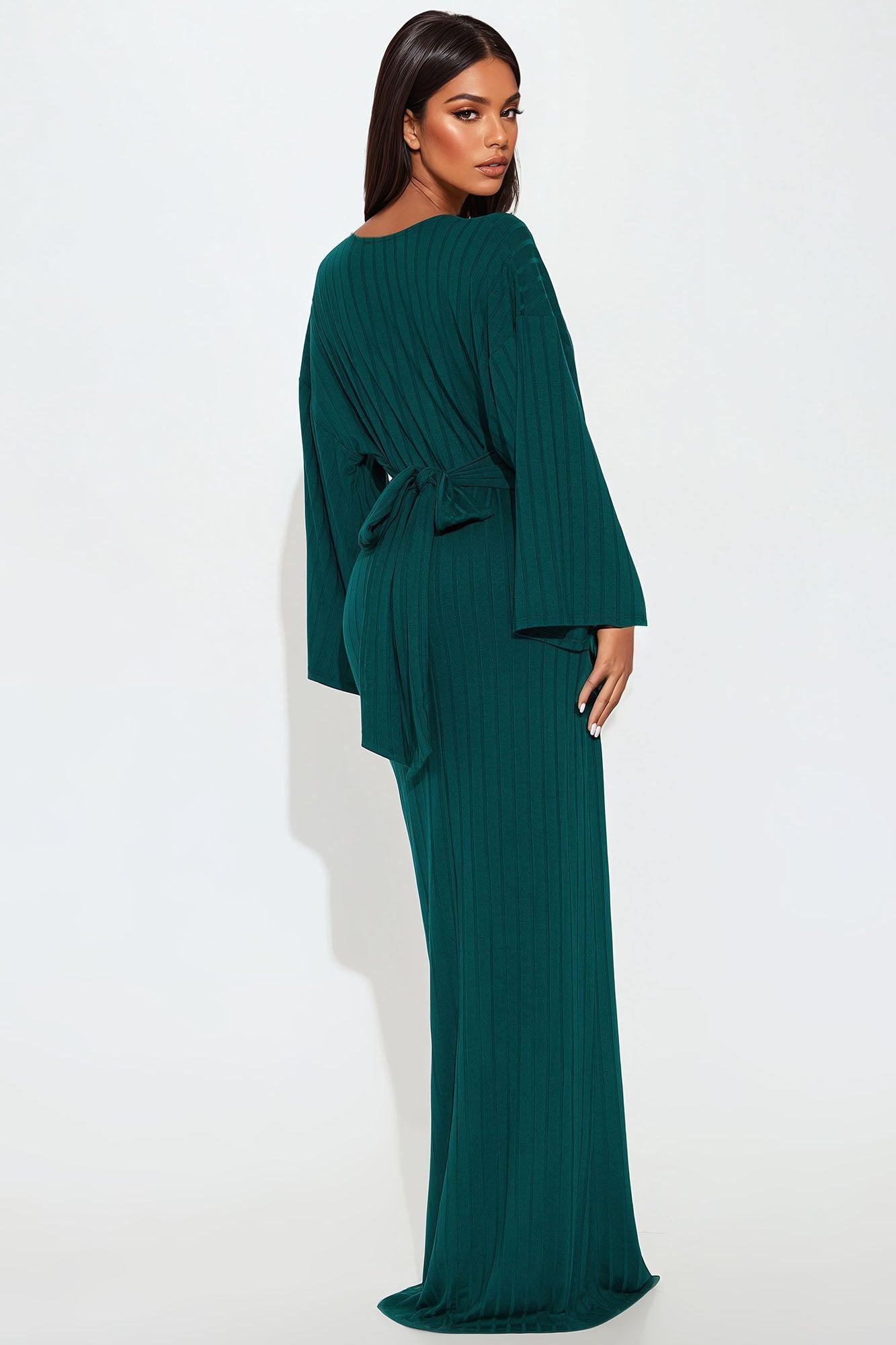 Anna Tie Waist Maxi Dress - Hunter Product Image