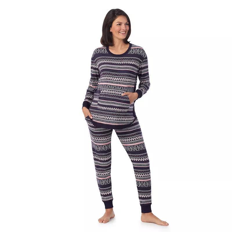 Maternity Cuddl Duds Sweater Knit Crewneck Pajama Top & Pajama Bottoms Set, Womens Grey Grey Dogs Product Image