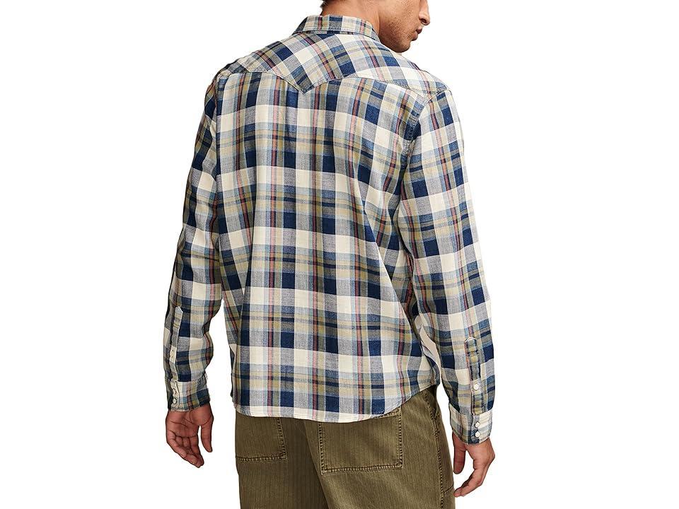 Lucky Brand Plaid Indigo Western Shirt (Indigo/Green) Men's Jacket Product Image