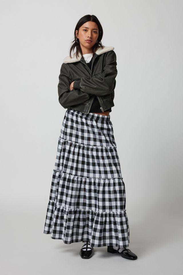 Urban Renewal Remnants Gingham Tiered Maxi Skirt Product Image