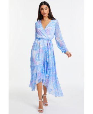 Women's Chiffon Water Color Long Sleeve Maxi Dress Product Image