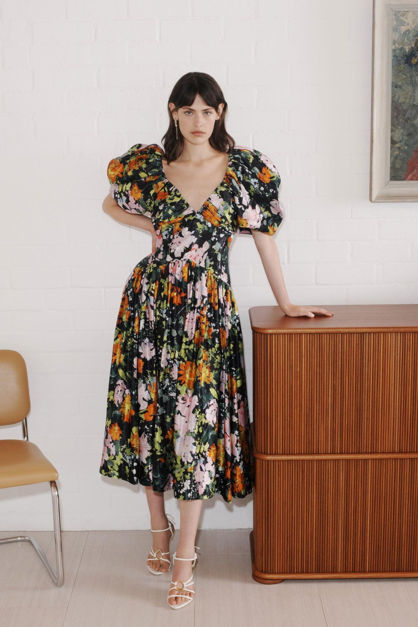 Gabrielle Plunge Midi Dress Product Image