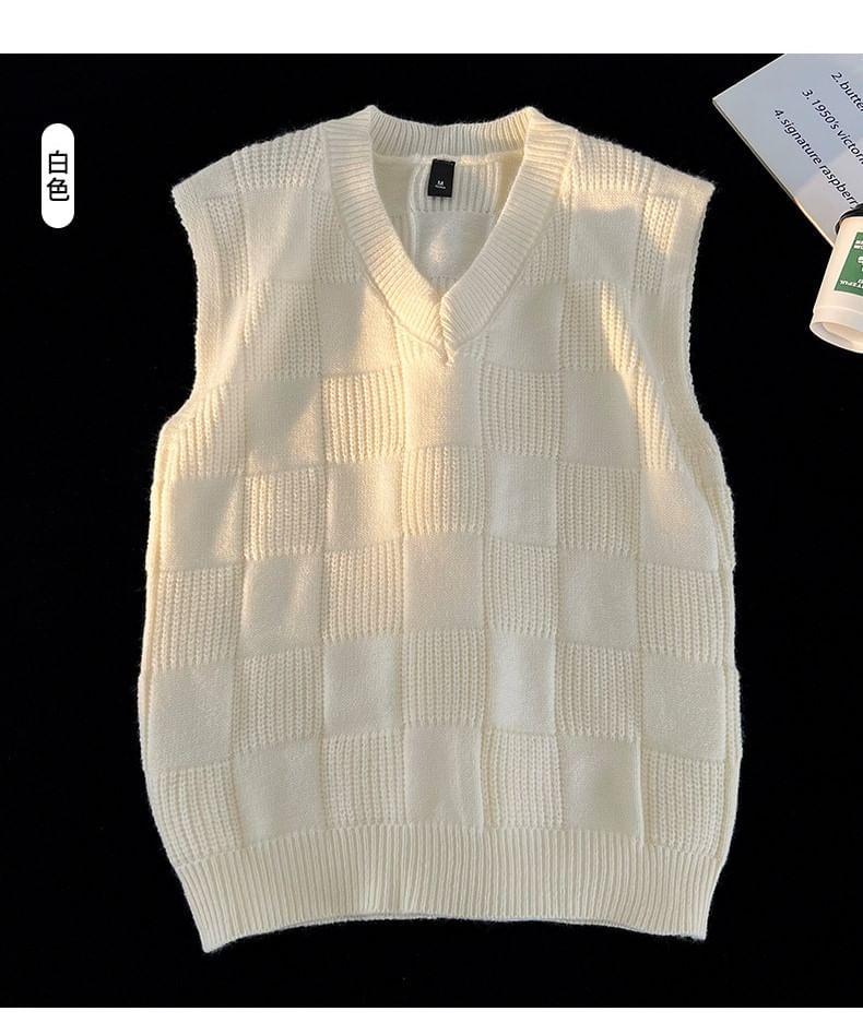 V-Neck Plain Sweater Vest Product Image