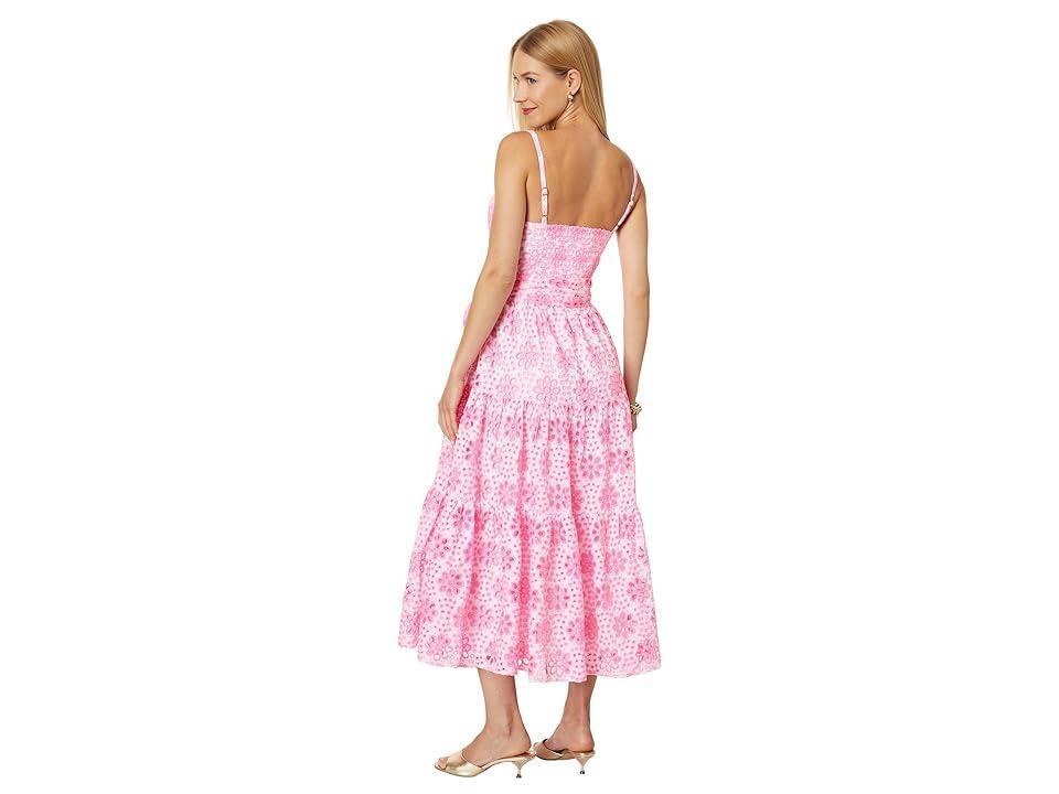 Lilly Pulitzer Edith Eyelet Midi Dress (Soleil Funflower Eyelet) Women's Clothing Product Image