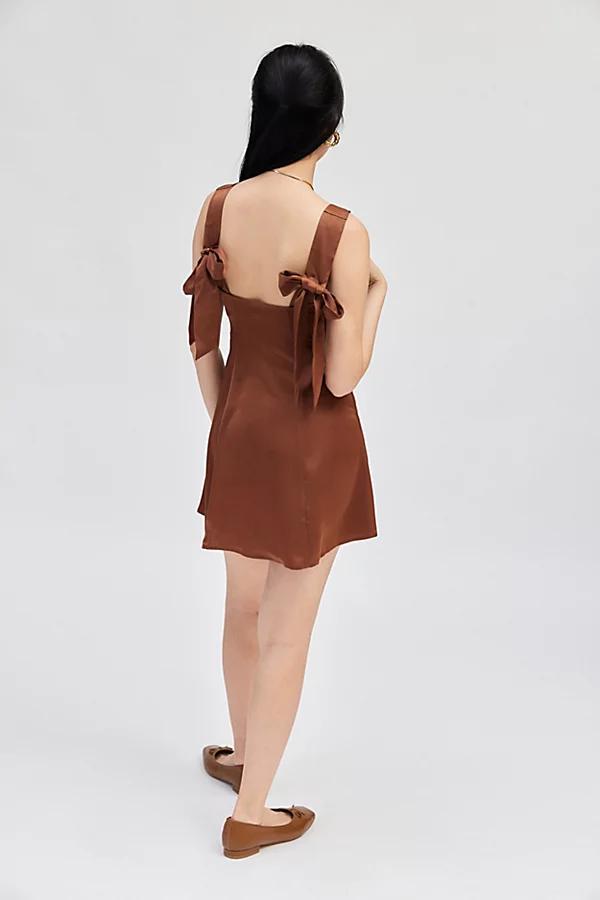 Urban Outfitters UO Bri Double Bow Satin Mini Dress Womens at Urban Outfitters Product Image