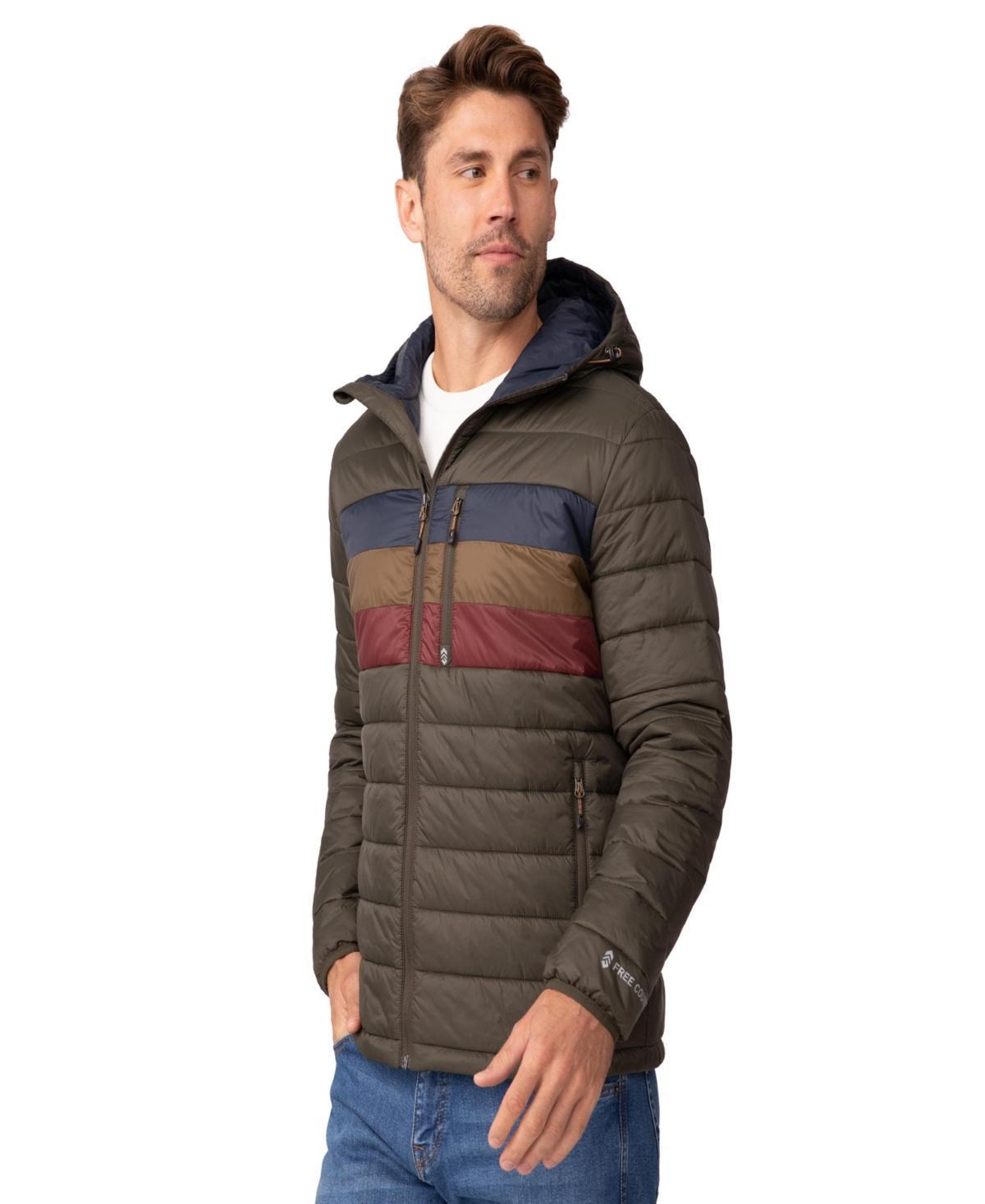 Free Country Mens Tri-Color Hooded Puffer Jacket Product Image