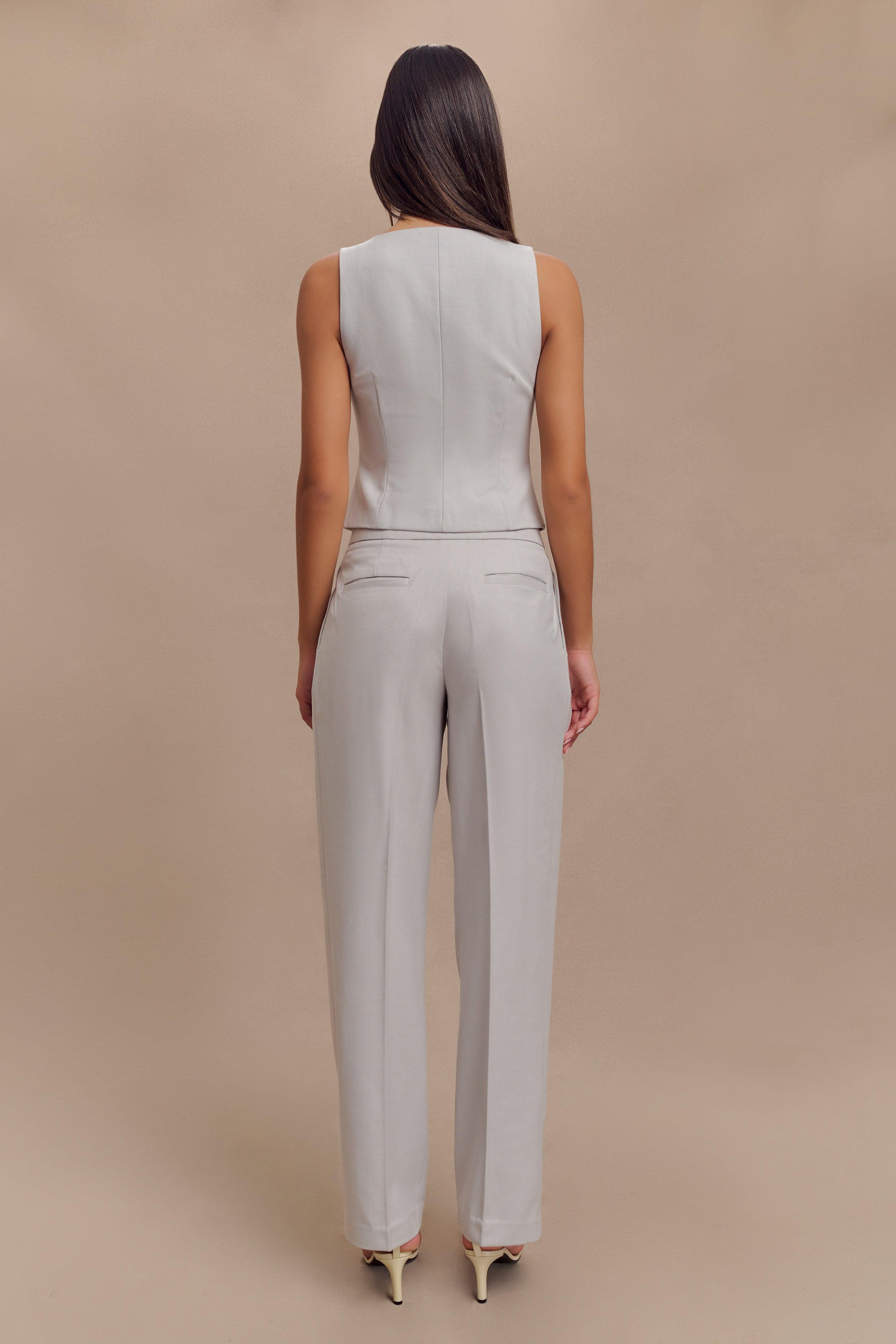 Penelope Pleated High Waisted Pants - Grey Product Image