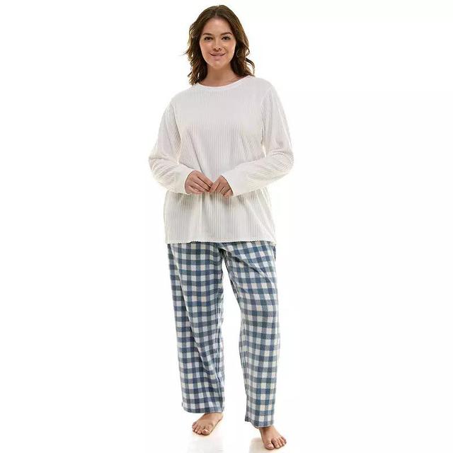 Plus Size Croft & Barrow 2-pc. Long Sleeve Pajama Top & Pajama Pants Sleep Set, Womens Red Toille Product Image