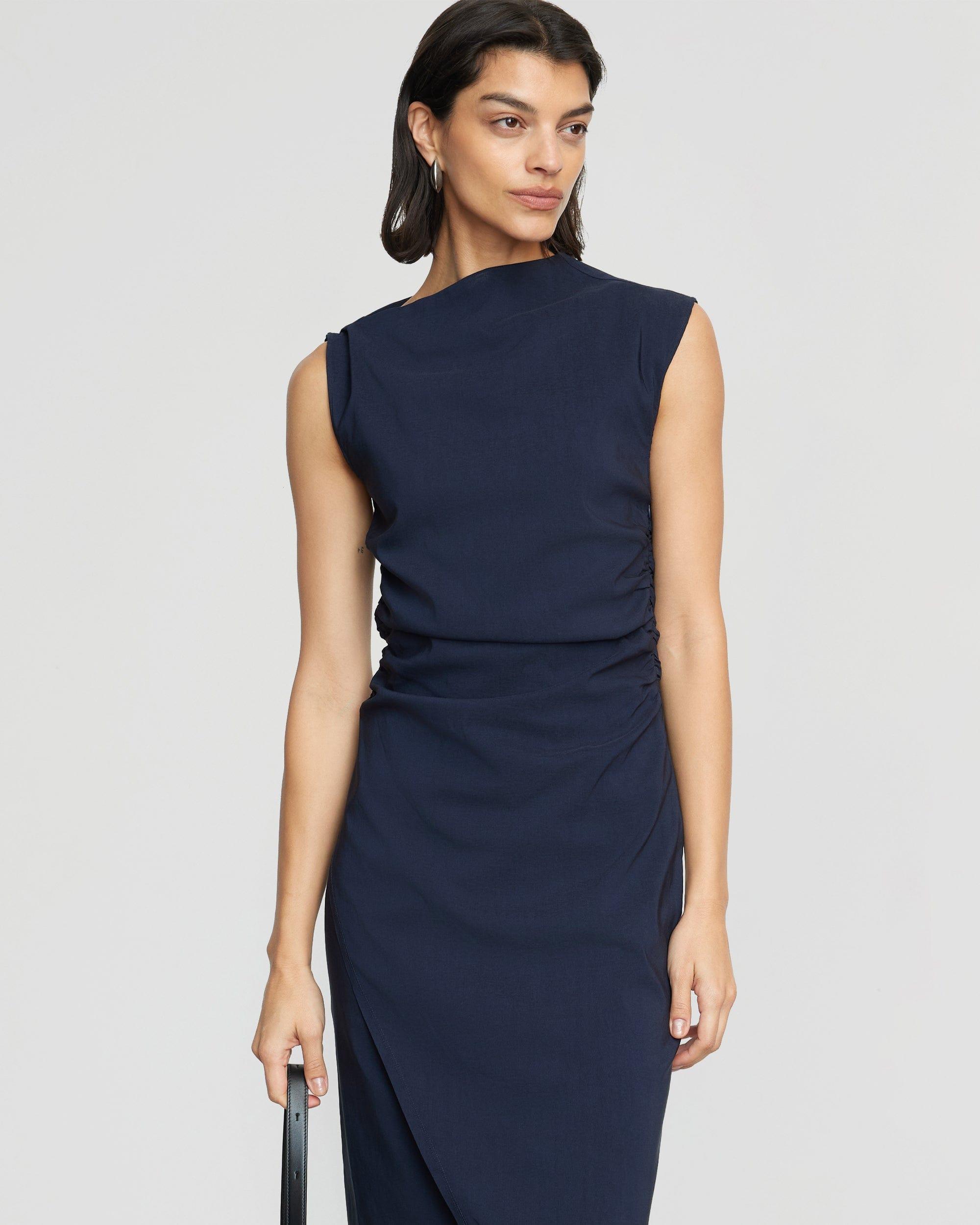 Manon Asymmetric-Neck Ruched Dress Product Image