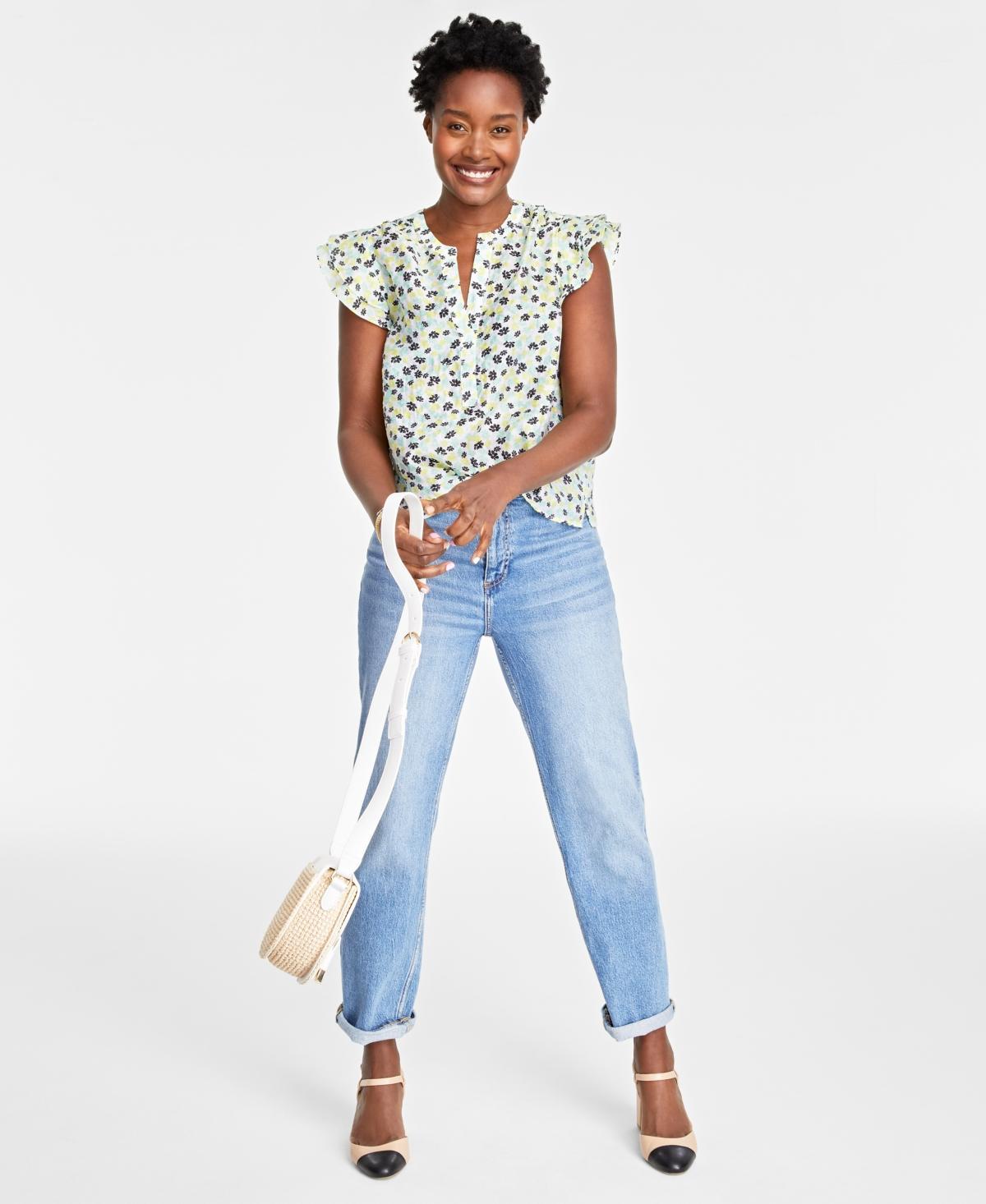 On 34th Womens Ditsy-Print Flutter-Sleeve Top, Created for Macys Product Image