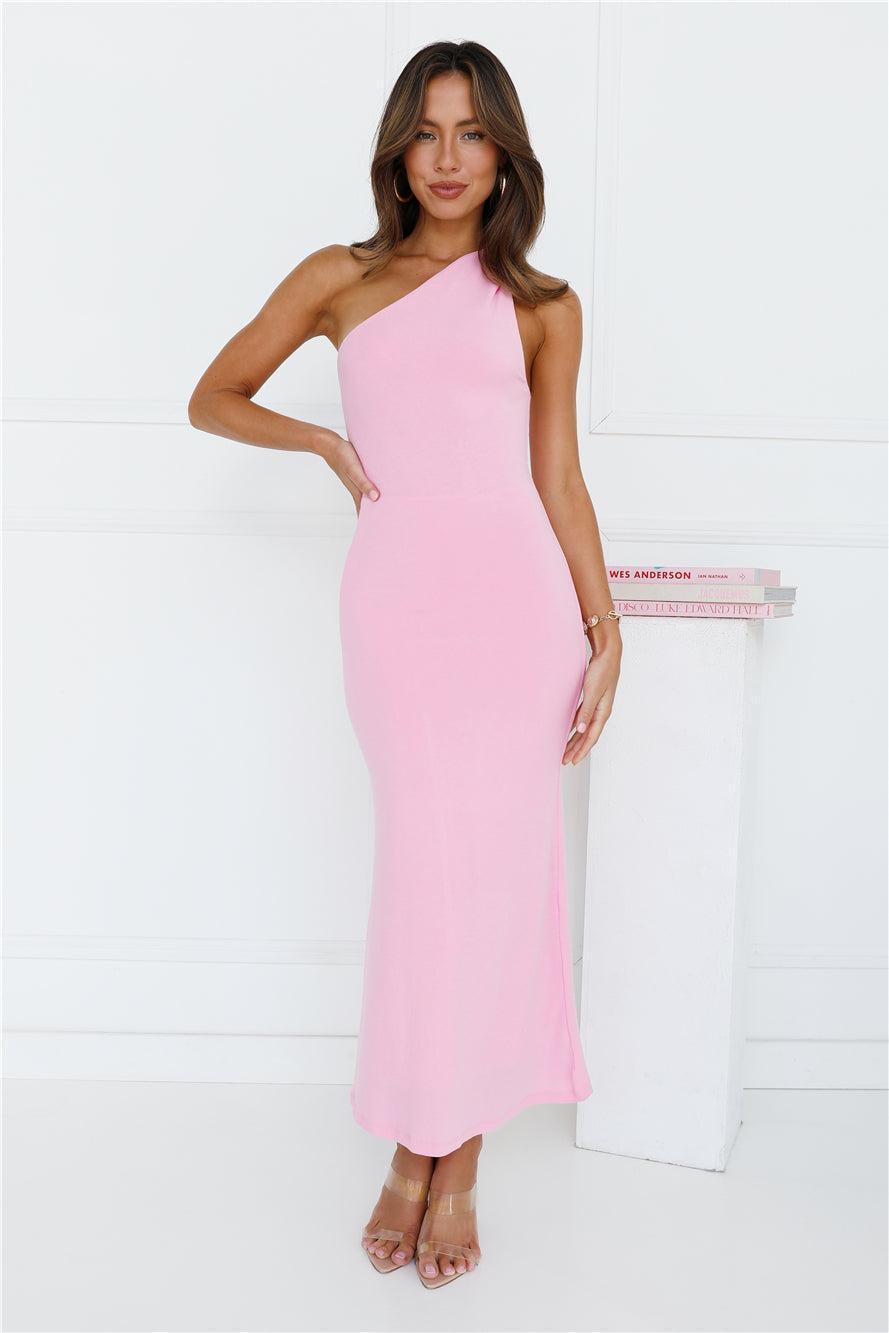 Kiki One Shoulder Maxi Dress Pink Product Image