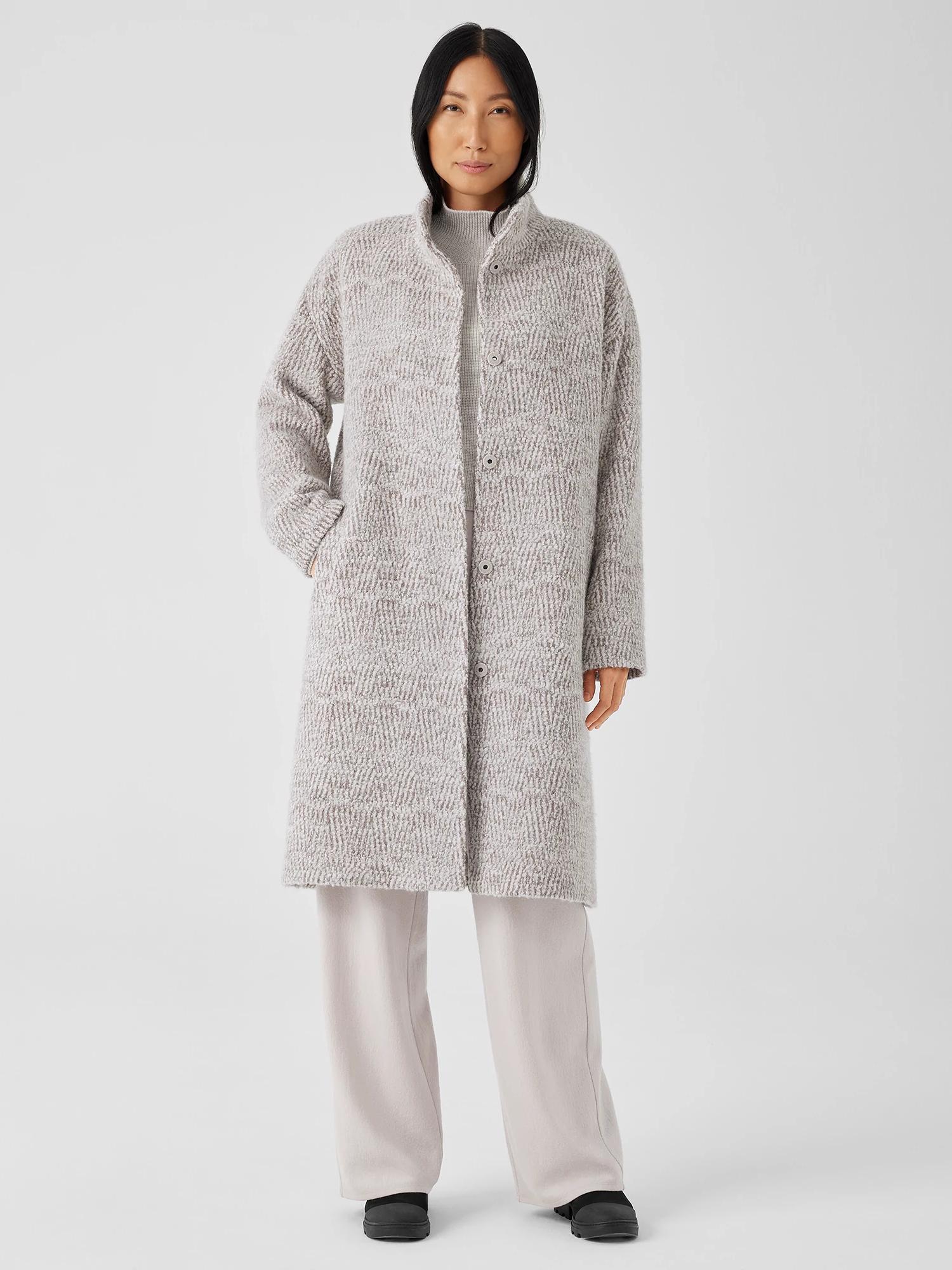 EILEEN FISHER Alpaca Jacquard Stand Collar Coatfemale Product Image