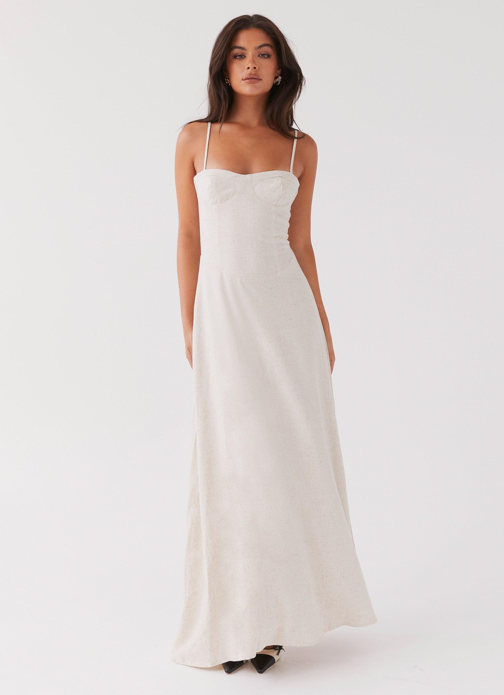 Angelina Linen Maxi Dress - Oatmeal Product Image