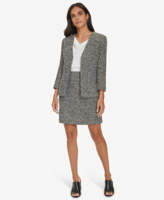 Calvin Klein Womens Open Front Tweed Blazer Pencil Skirt Product Image