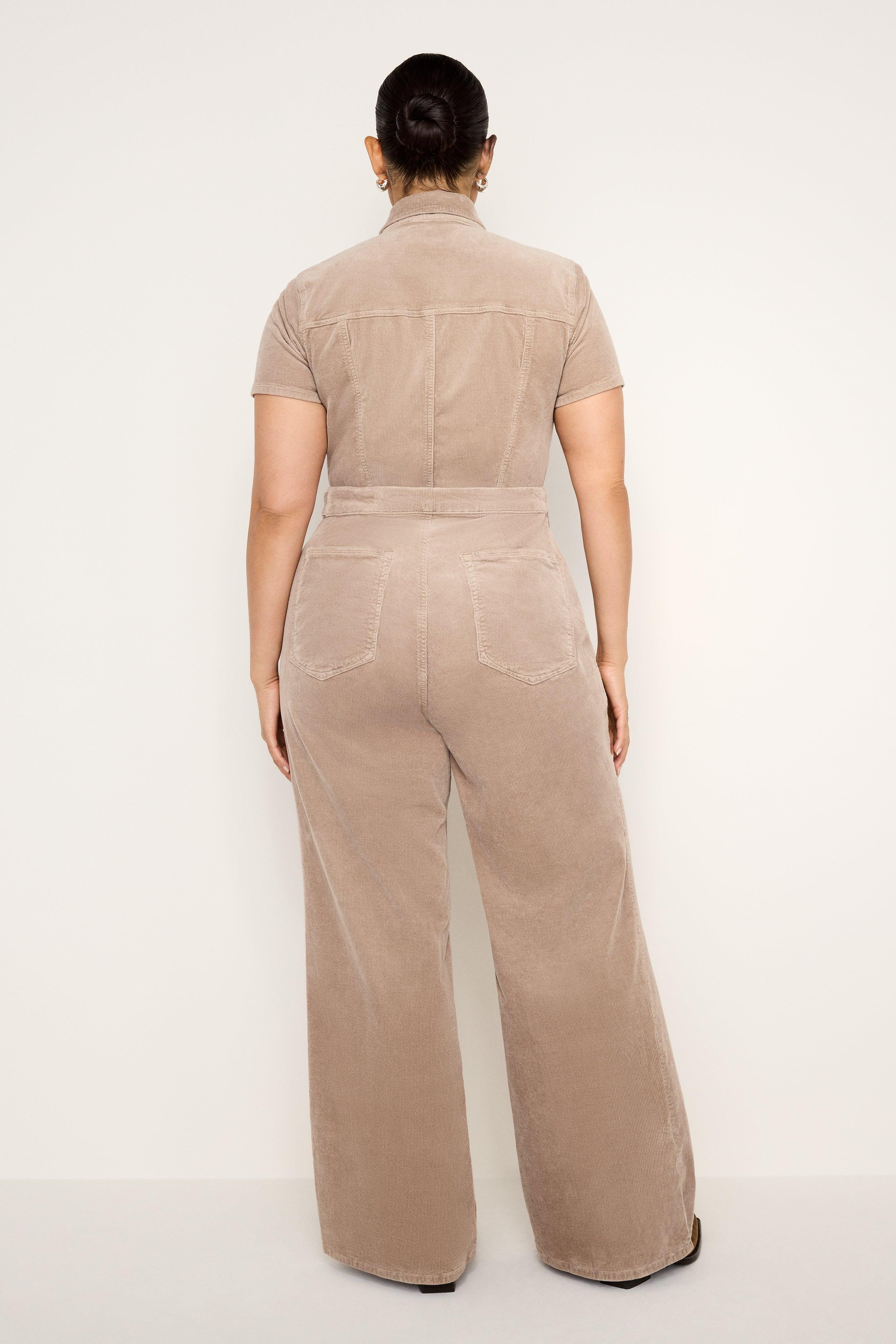 FIT FOR SUCCESS CORDUROY PALAZZO JUMPSUIT | FLAX001 Product Image