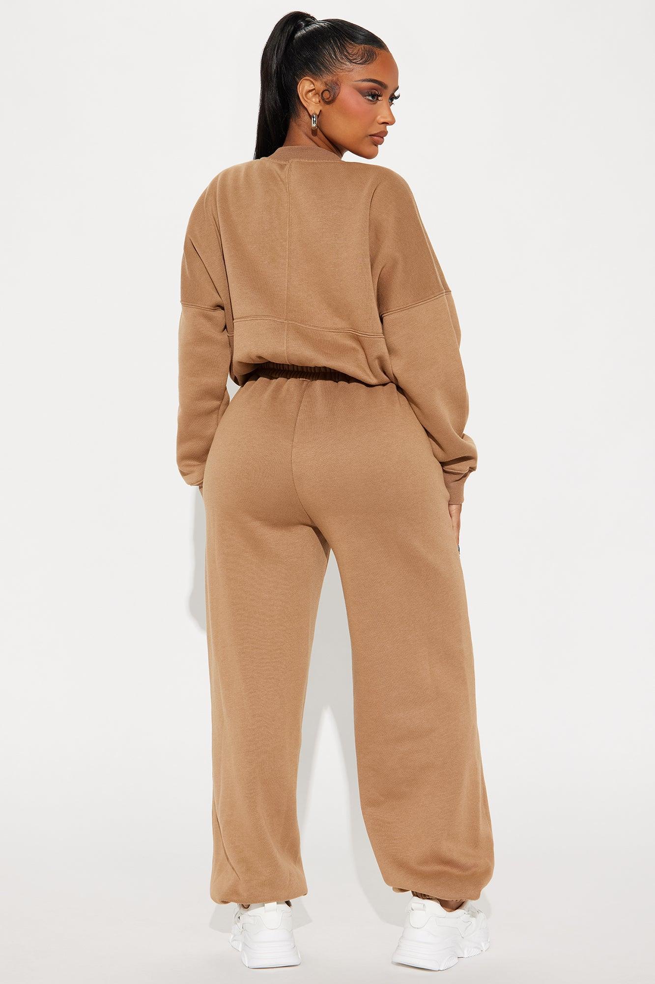 Been Going On Jogger Jumpsuit  - Taupe Product Image