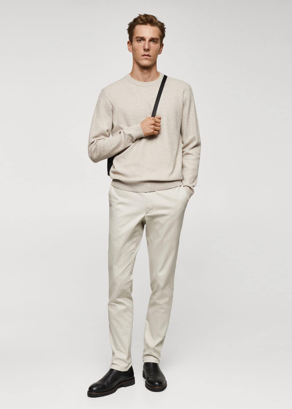 MANGO MAN - Structured cotton sweater beigeMen Product Image