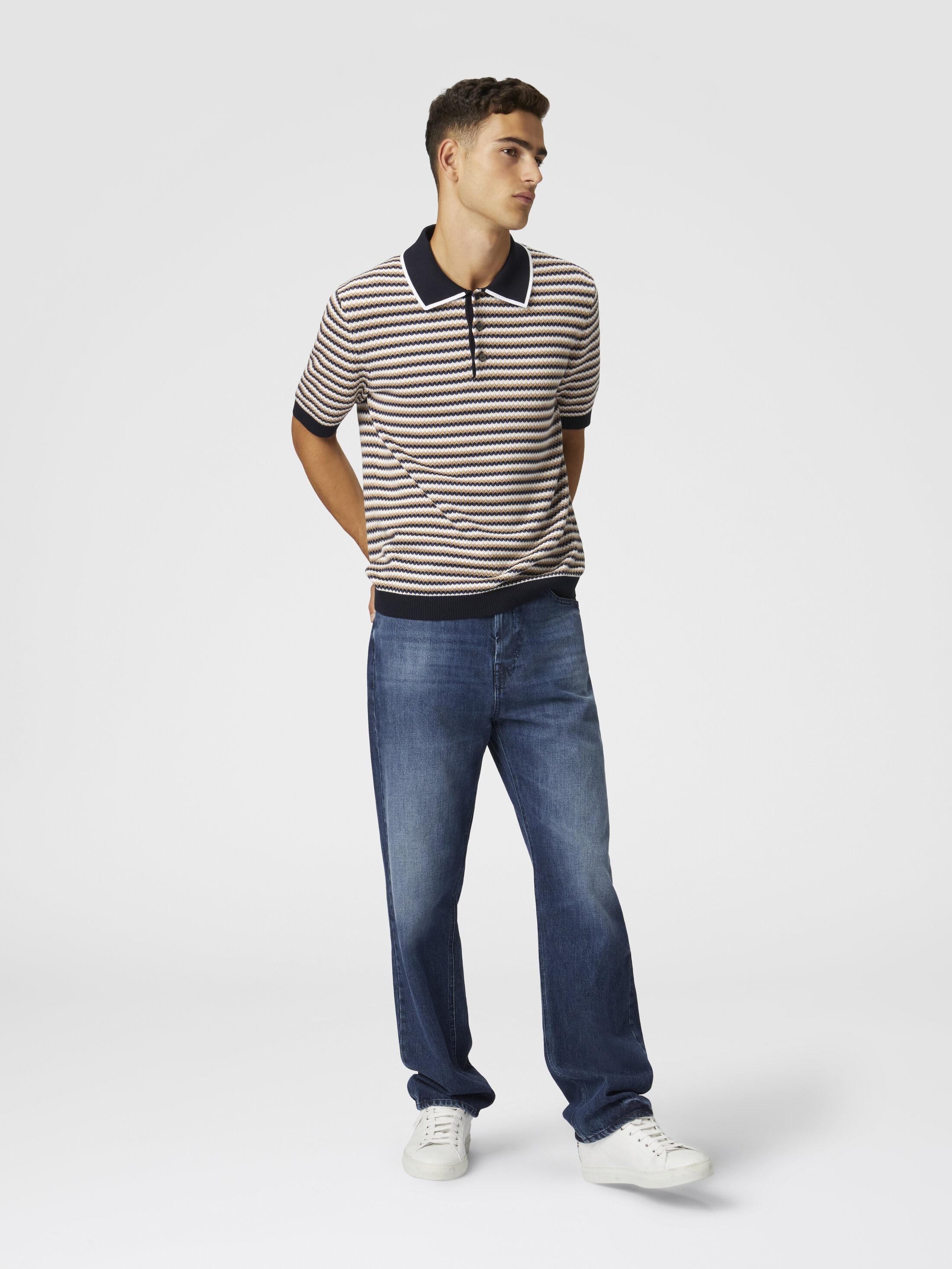 Zig zag cotton knit polo shirt Product Image