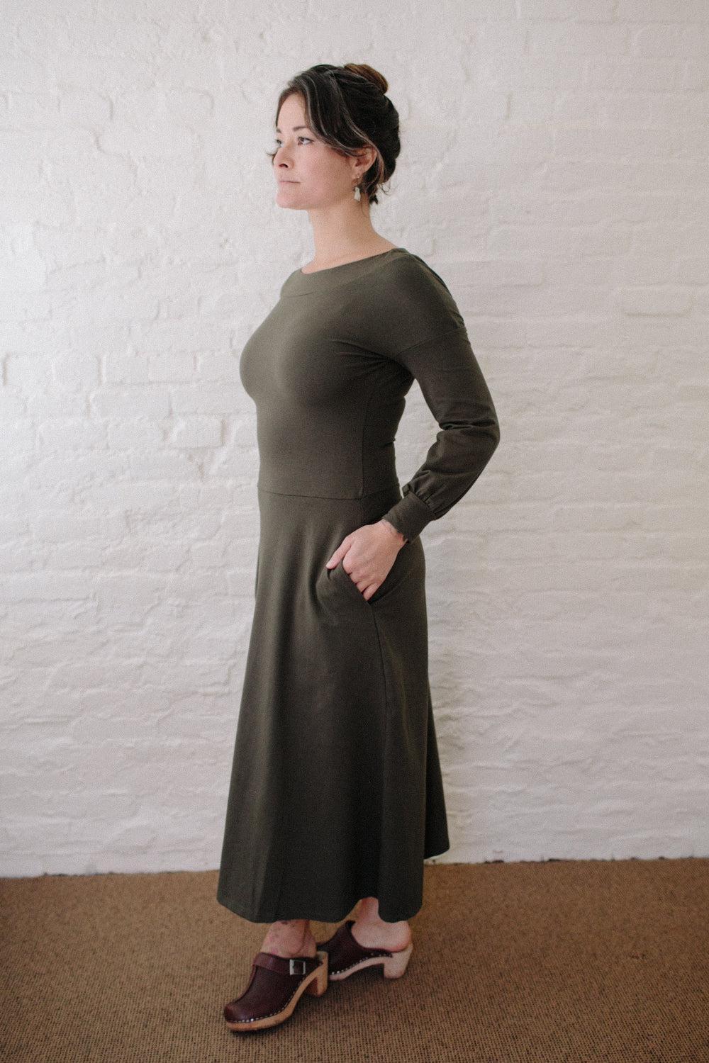 Simone Dress in Olive Knit Product Image