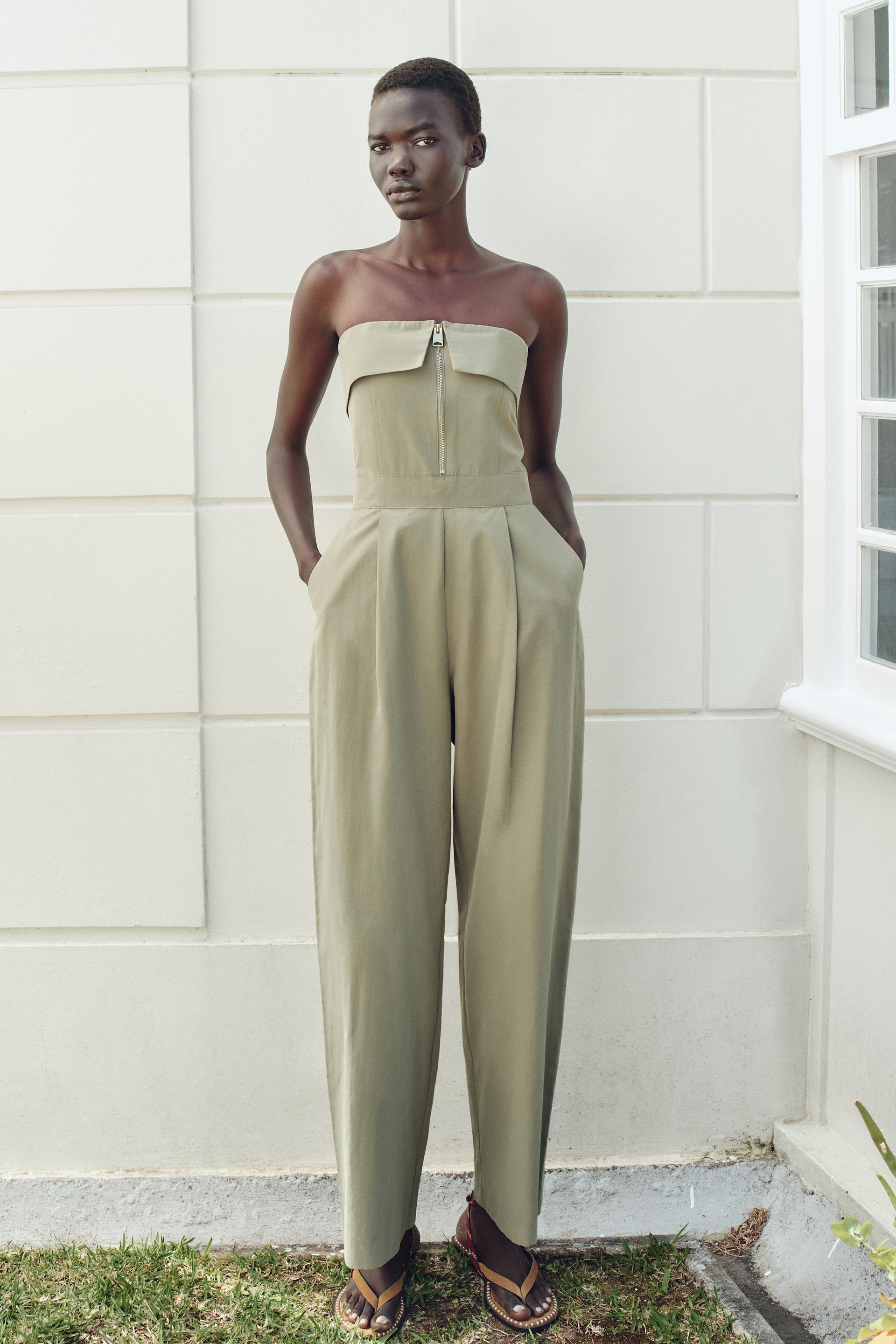 STRAPLESS ZIPPER JUMPSUIT Product Image