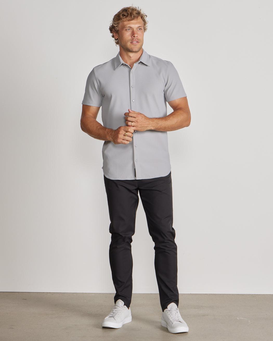 Ribbed+ Short Sleeve Button Down Product Image