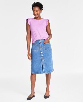 On 34th Womens Patch Pocket Denim Skirt, Created for Macys Product Image