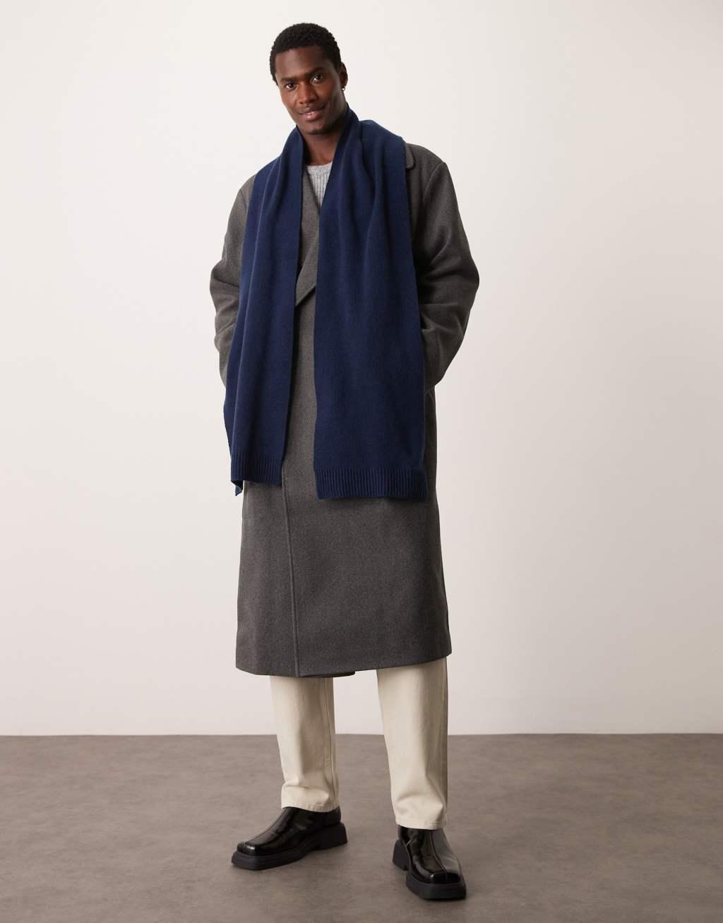 ASOS DESIGN knitted scarf in navy Product Image