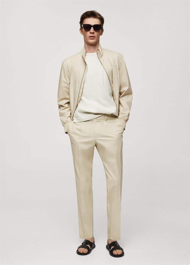 MANGO MAN - Stretch cotton jacket with zipper sandMen Product Image