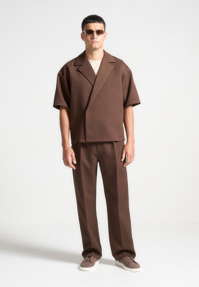 Boxy Twill Double Breasted Shirt - Brown Male Product Image